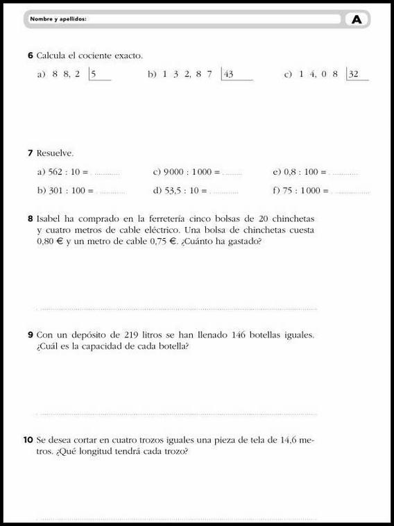 Esercizi di matematica per bambini di 10 anni 10