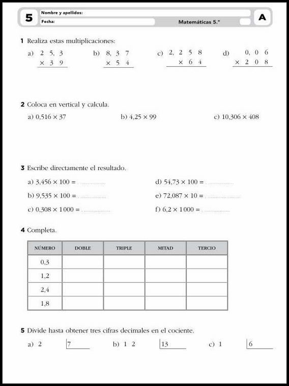 Exercices de mathématiques pour enfants de 10 ans 9