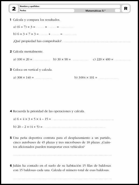 10 años 5º Educacion Primaria Refuerzo 3