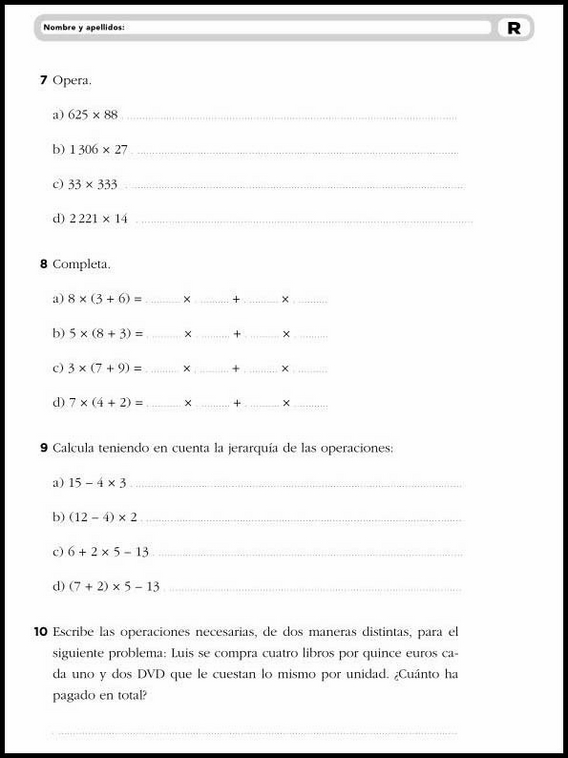 10 años 5º Educacion Primaria Refuerzo 4