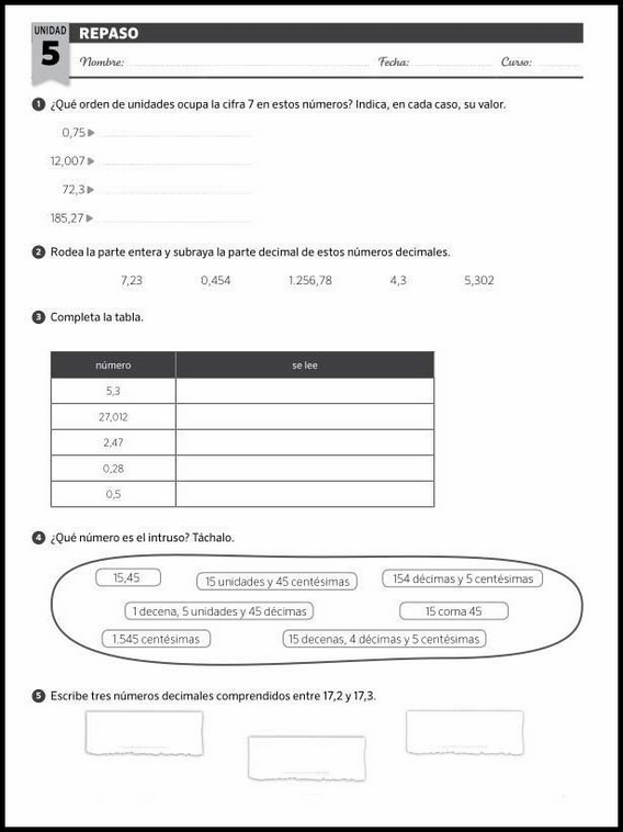 Revisões de matemática para crianças de 10 anos 161