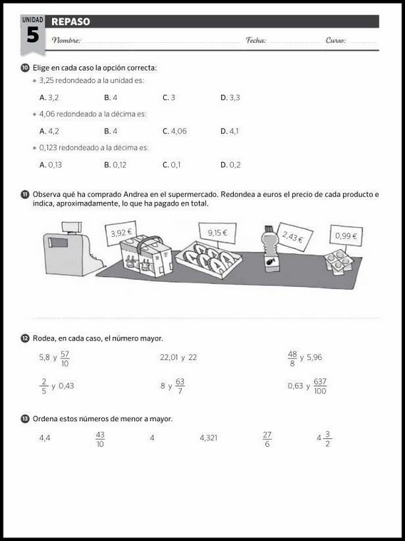 Revisões de matemática para crianças de 10 anos 163