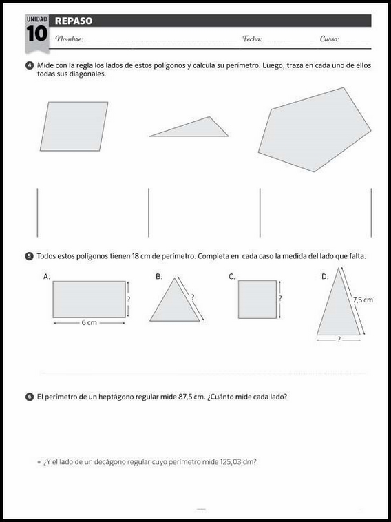 Revisões de matemática para crianças de 10 anos 180