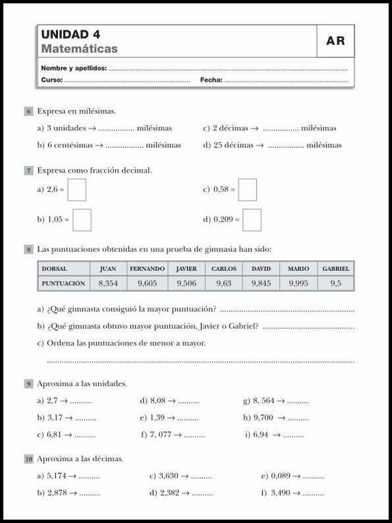 Revisões de matemática para crianças de 10 anos 20