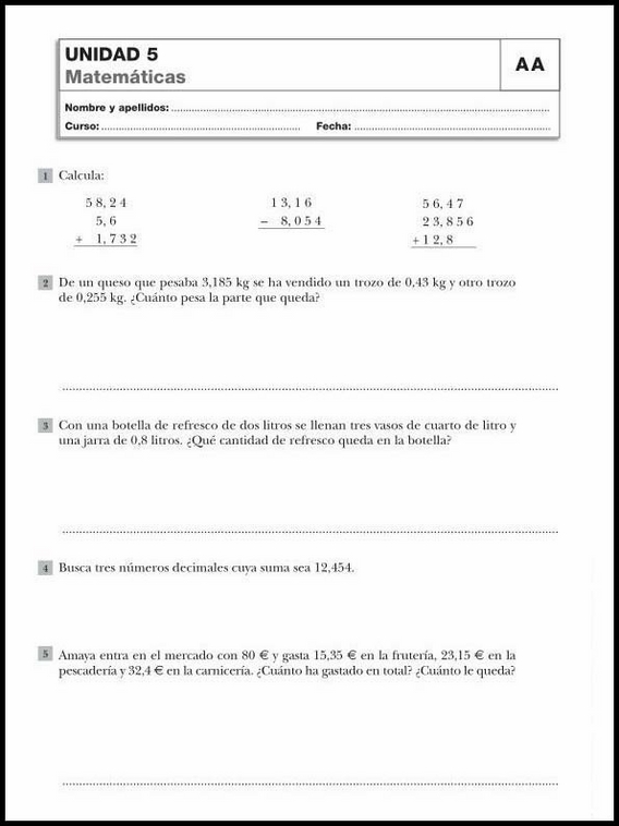 Révisions de mathématiques pour enfants de 10 ans 27