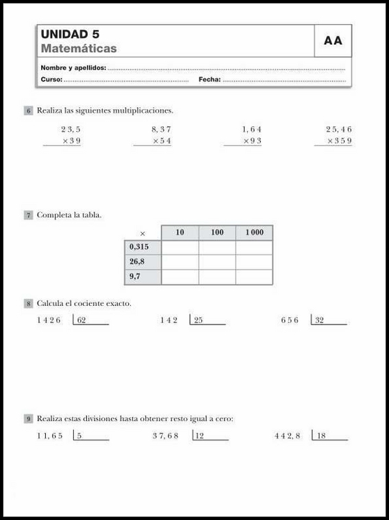 Revisões de matemática para crianças de 10 anos 28