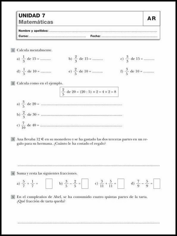 Revisões de matemática para crianças de 10 anos 37