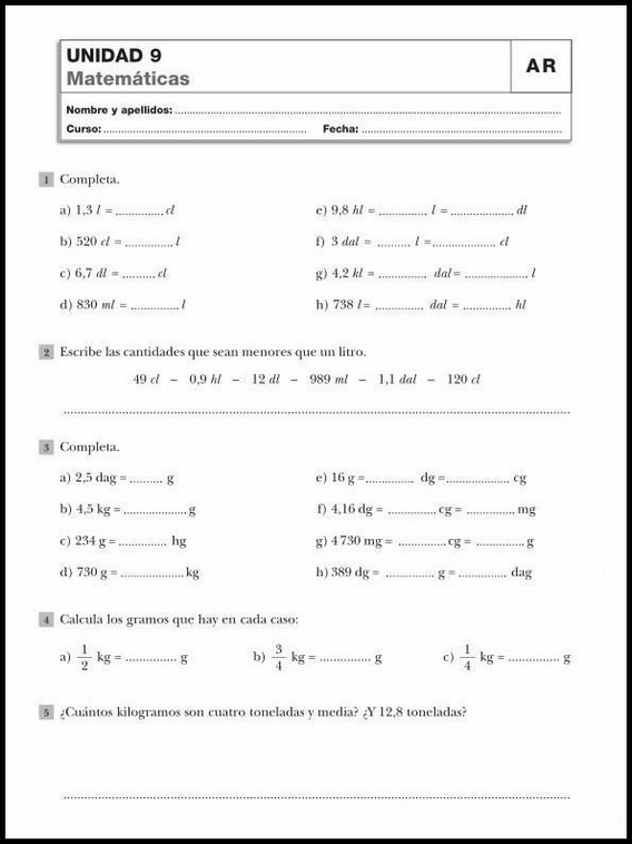 Révisions de mathématiques pour enfants de 10 ans 49