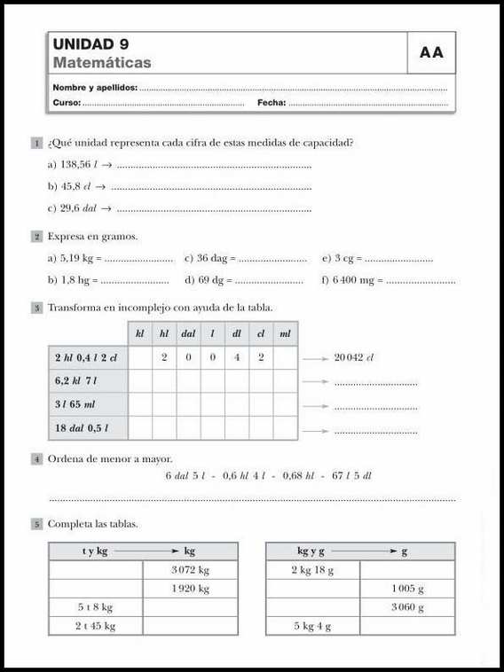 Révisions de mathématiques pour enfants de 10 ans 51