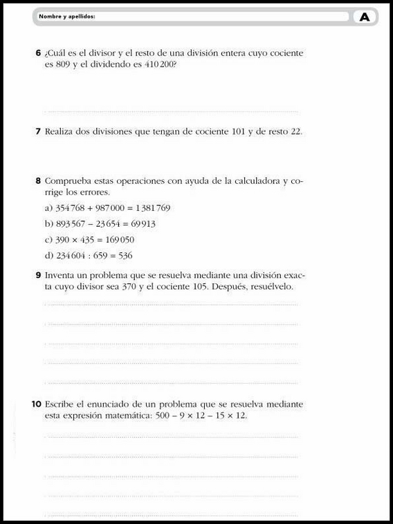 Esercizi di matematica per bambini di 11 anni 2