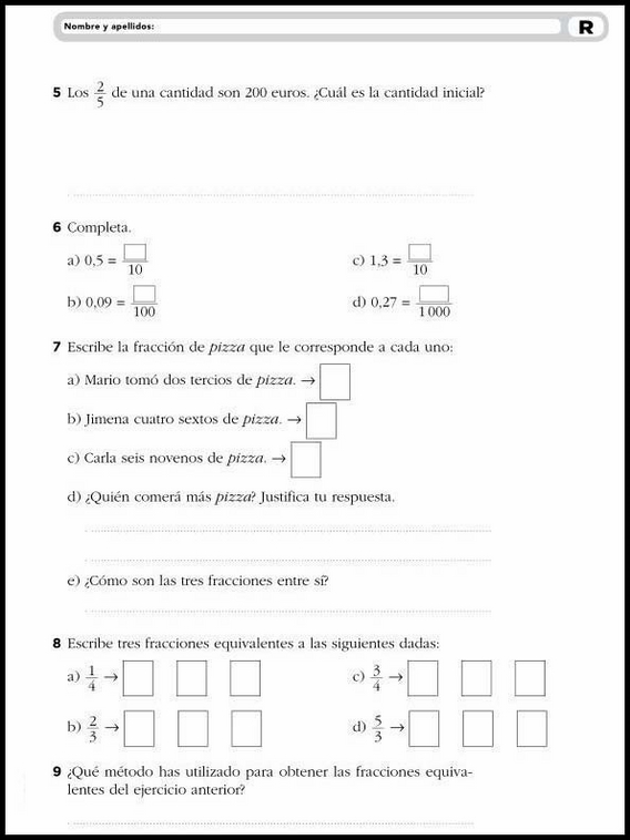 11 años 6º Educacion Primaria Refuerzo 10