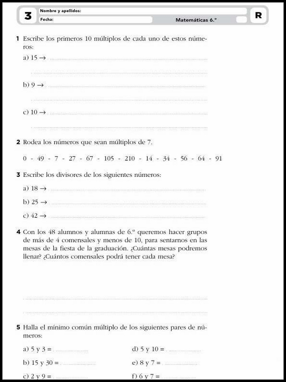 11 años 6º Educacion Primaria Refuerzo 5