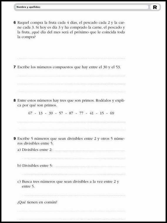 11 años 6º Educacion Primaria Refuerzo 6