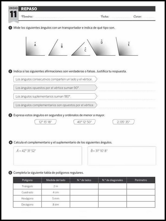 Revisões de matemática para crianças de 11 anos 43