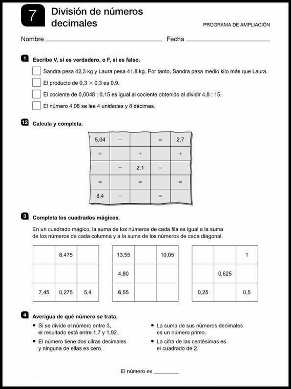 11 años 6º Educacion Primaria Repaso 7