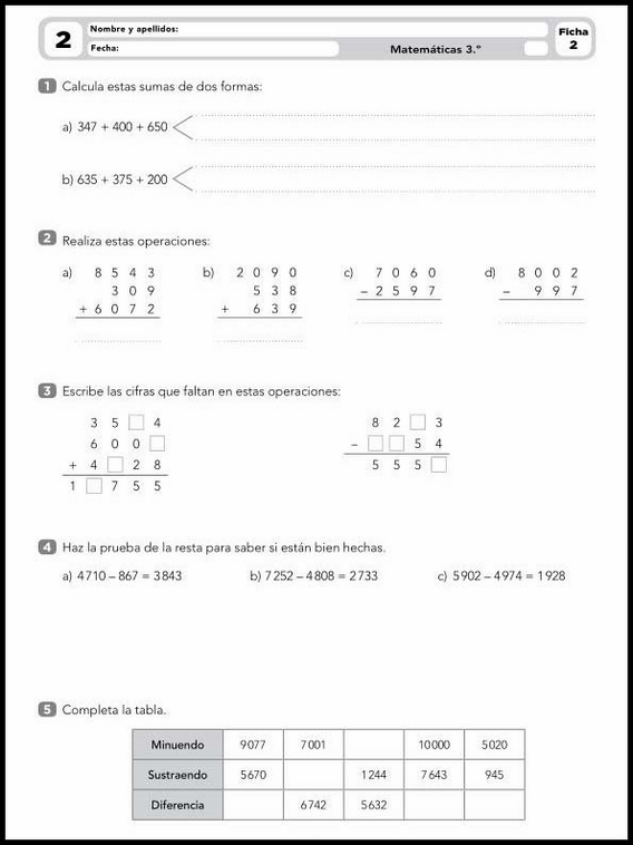 Esercizi di matematica per bambini di 8 anni 3