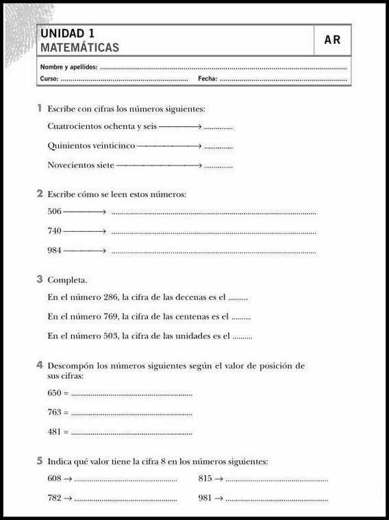 Exercícios de matemática para crianças de 8 anos 1