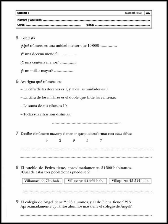 Entraînements de mathématiques pour enfants de 8 ans 10