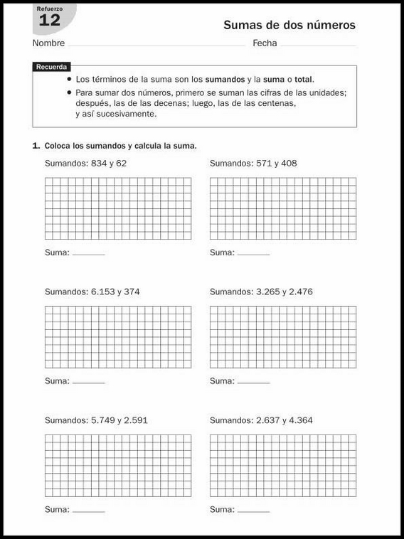 8 años 3º Educacion Primaria Refuerzo 123