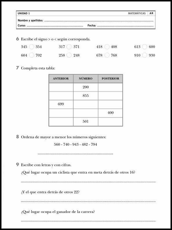 Exercícios de matemática para crianças de 8 anos 2