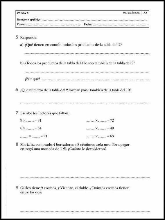 Exercícios de matemática para crianças de 8 anos 34