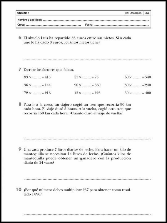 Exercícios de matemática para crianças de 8 anos 40