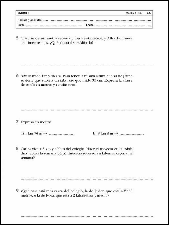 Exercícios de matemática para crianças de 8 anos 46