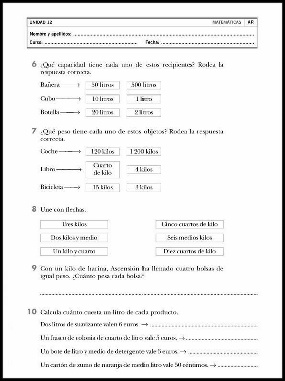 Exercícios de matemática para crianças de 8 anos 67