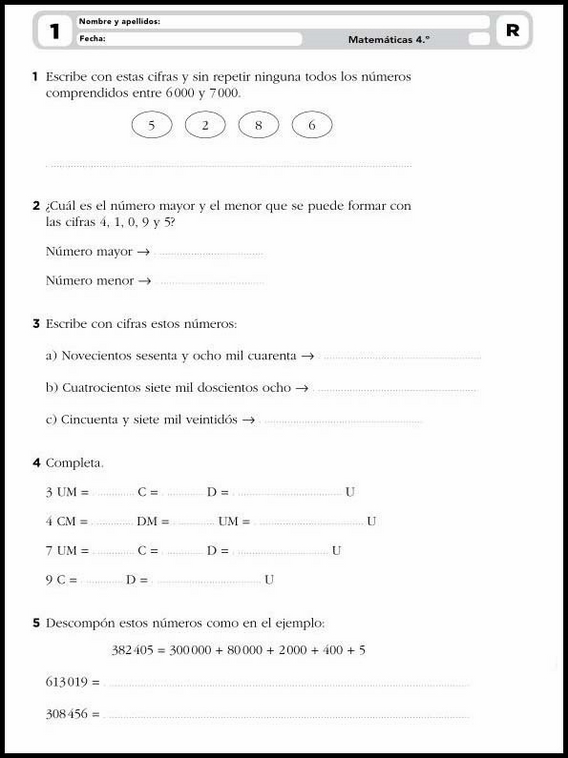 Exercícios de matemática para crianças de 9 anos 1