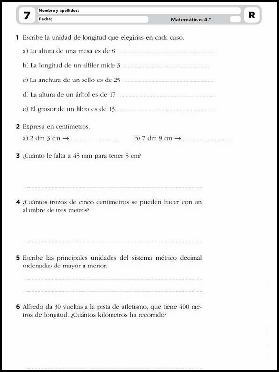 9 años 4º Educacion Primaria Refuerzo 13