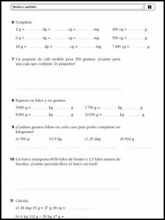 9 años 4º Educacion Primaria Refuerzo 16