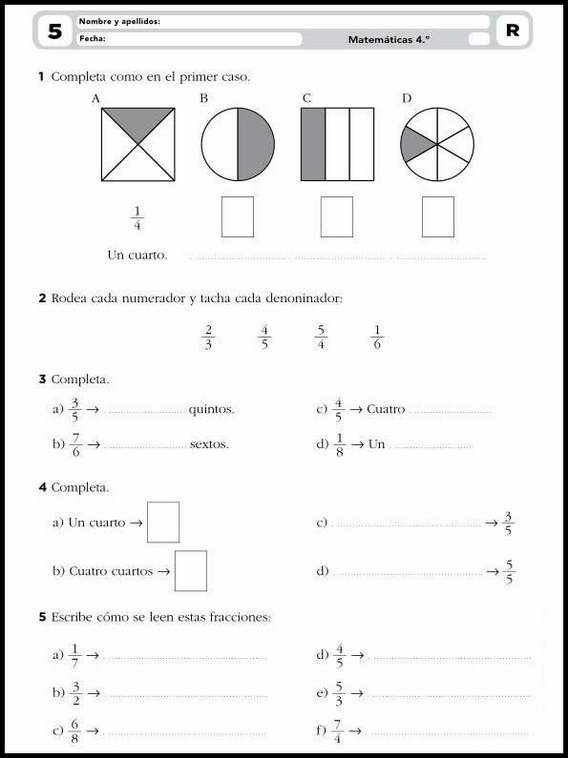 9 años 4º Educacion Primaria Refuerzo 9