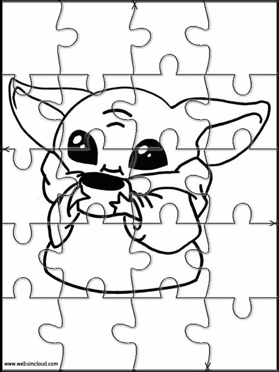 foso Adiós Reflexión Puzzles Recortables para Imprimir para Niños Mandalorian Baby Yoda 1