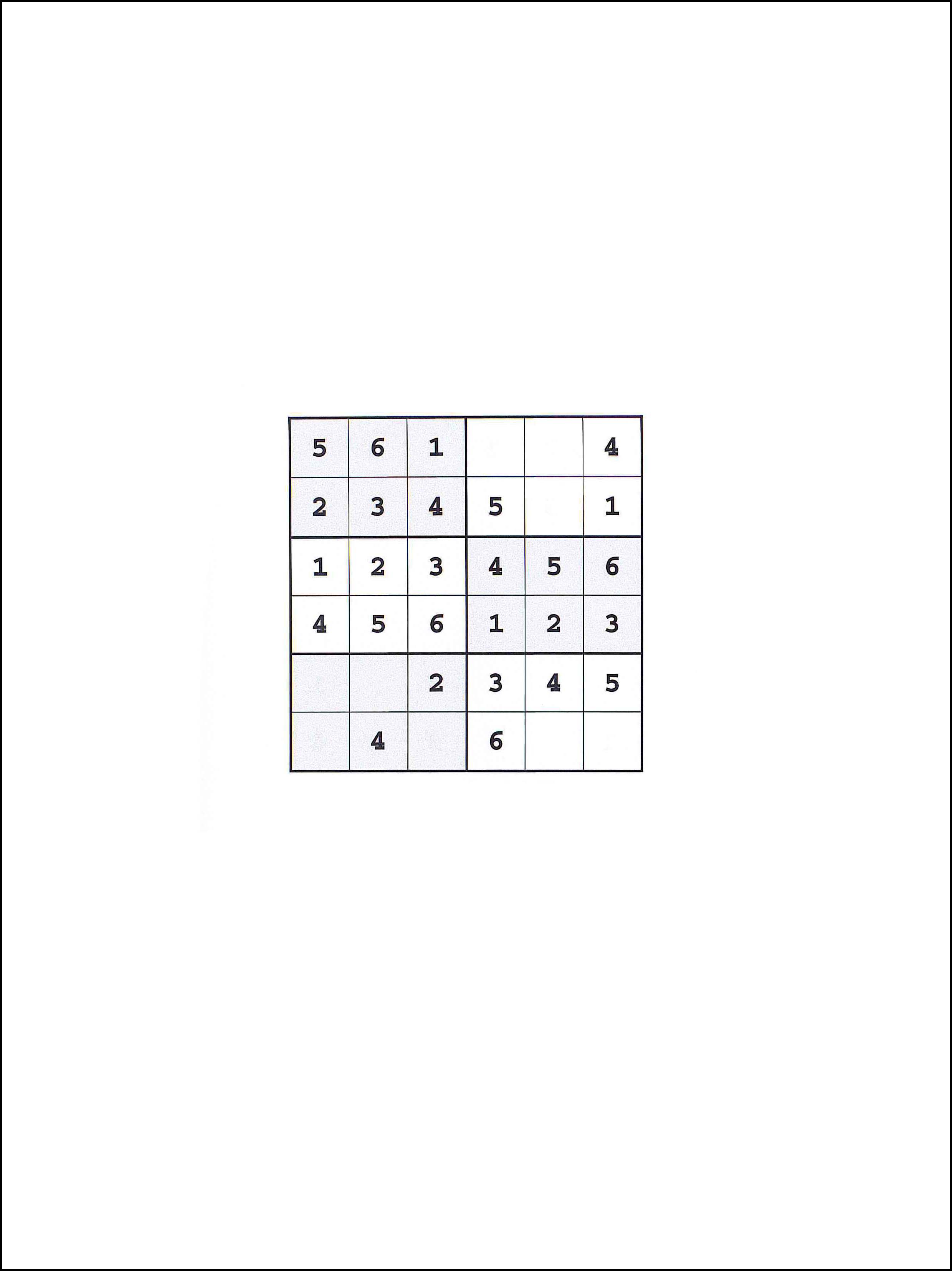 6x6 सुडोकु 1