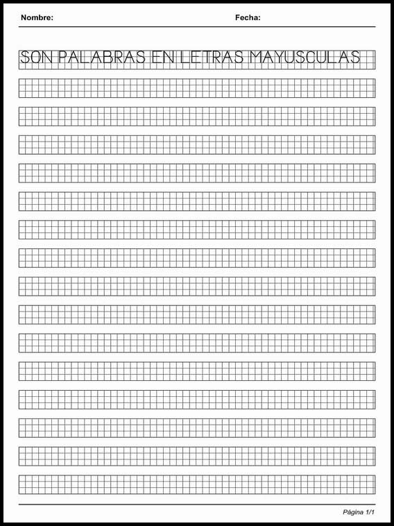 Handscrift in grid to learn Spanish 1