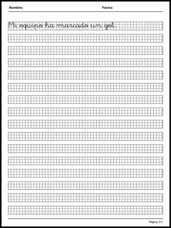 Handscrift in grid to learn Spanish 15