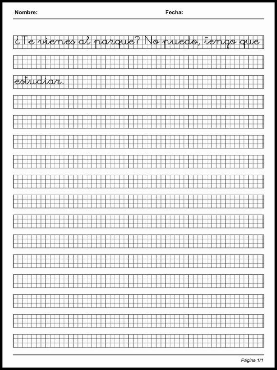 Письмо по клеточкам для изучения испанского языка 16