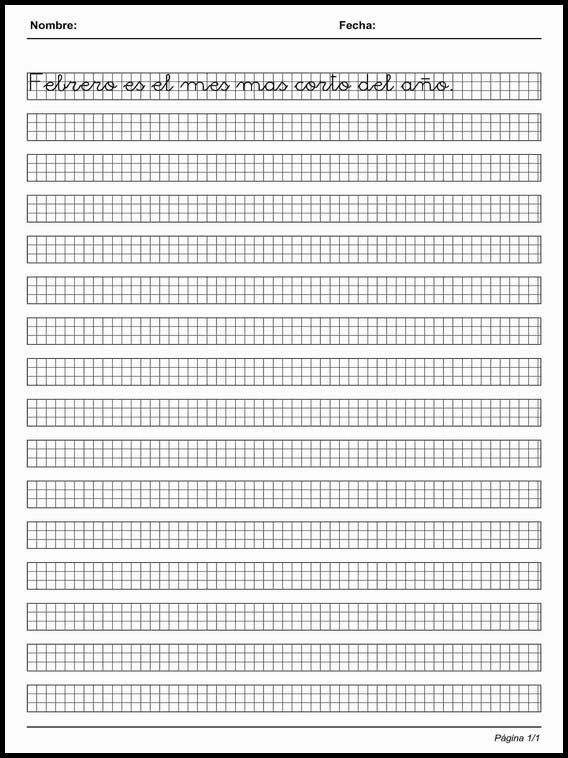 Handscrift in grid to learn Spanish 18