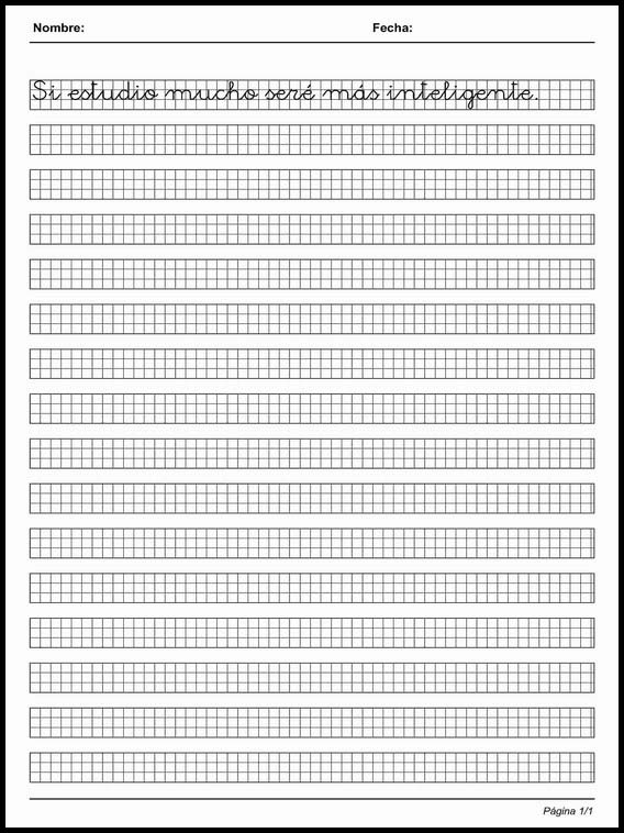 Handscrift in grid to learn Spanish 30