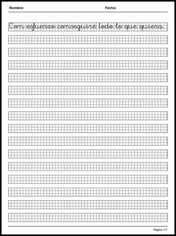 Handscrift in grid to learn Spanish 31
