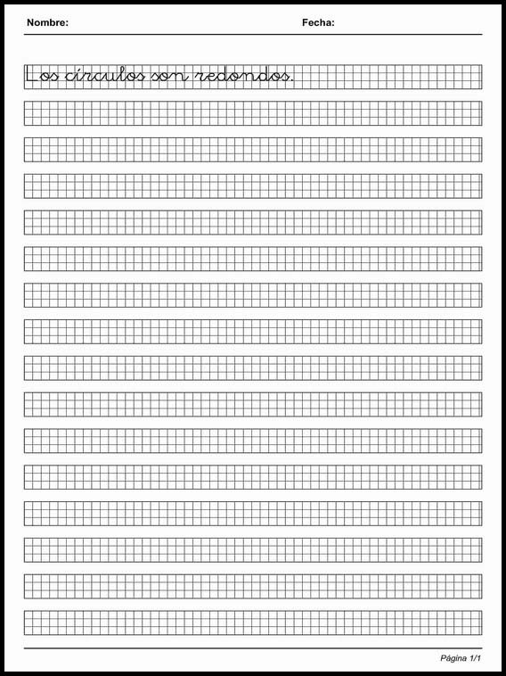 Handscrift in grid to learn Spanish 37