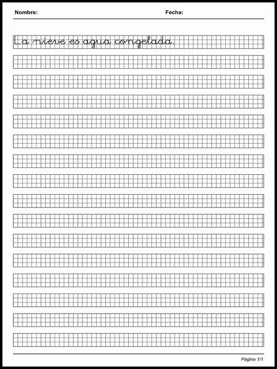 Handscrift in grid to learn Spanish 41