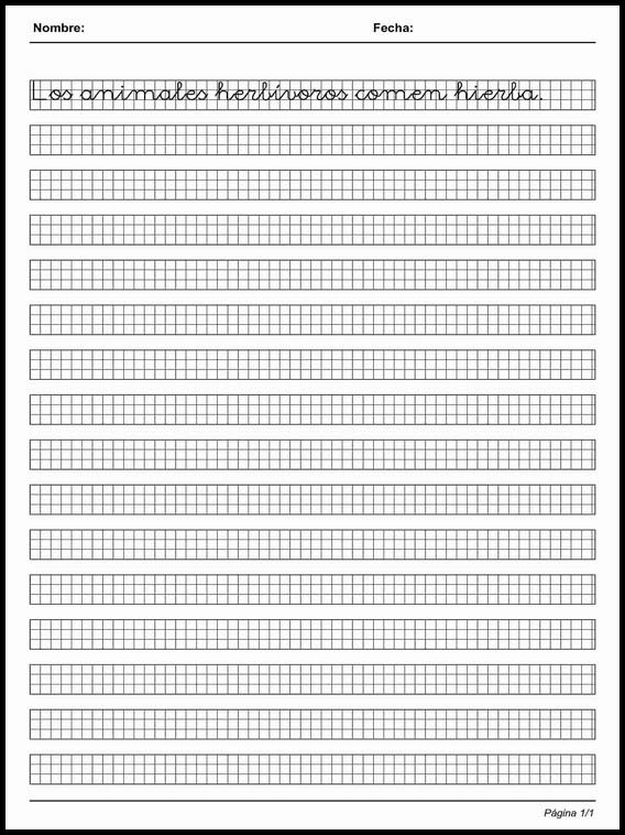 Handscrift in grid to learn Spanish 42