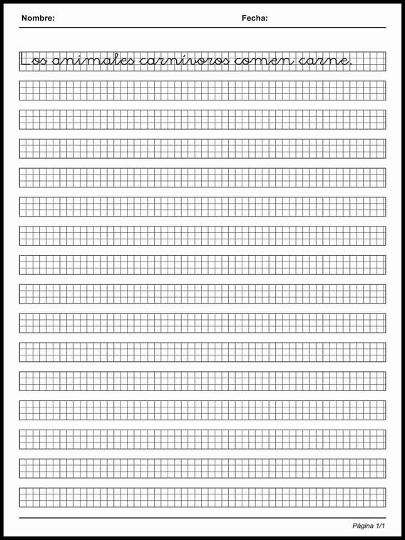 Handscrift in grid to learn Spanish 43