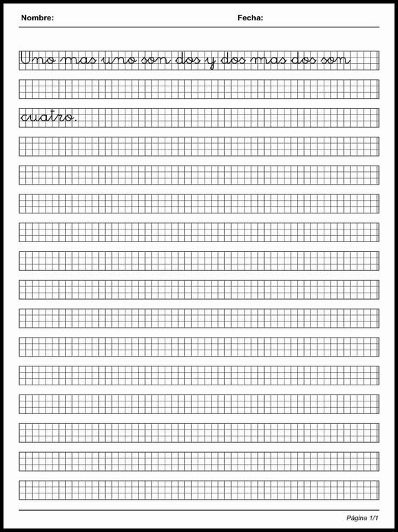 Handscrift in grid to learn Spanish 47