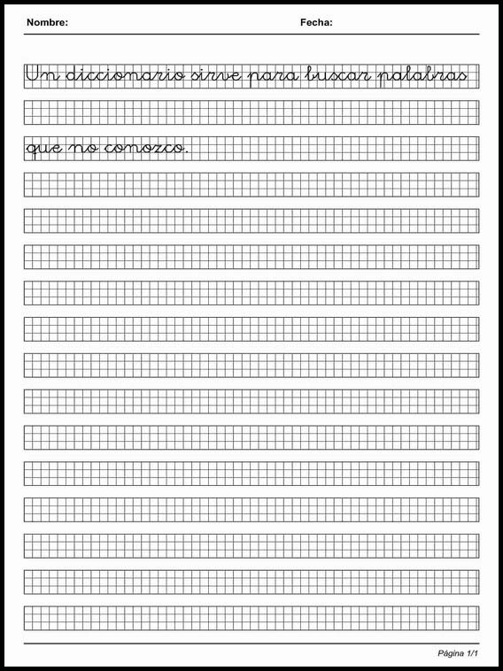 Handscrift in grid to learn Spanish 49