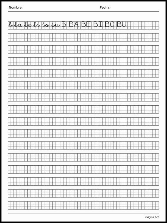 Handscrift in grid to learn Spanish 61