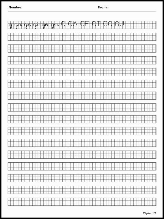 Handscrift in grid to learn Spanish 65