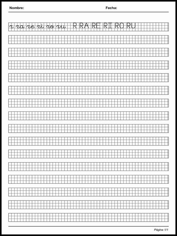 Handscrift in grid to learn Spanish 75