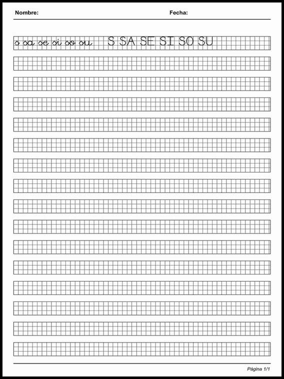 Handscrift in grid to learn Spanish 76